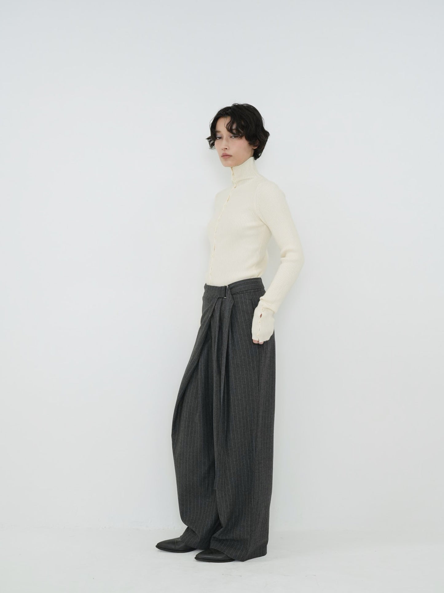 pinstripe wrap pants