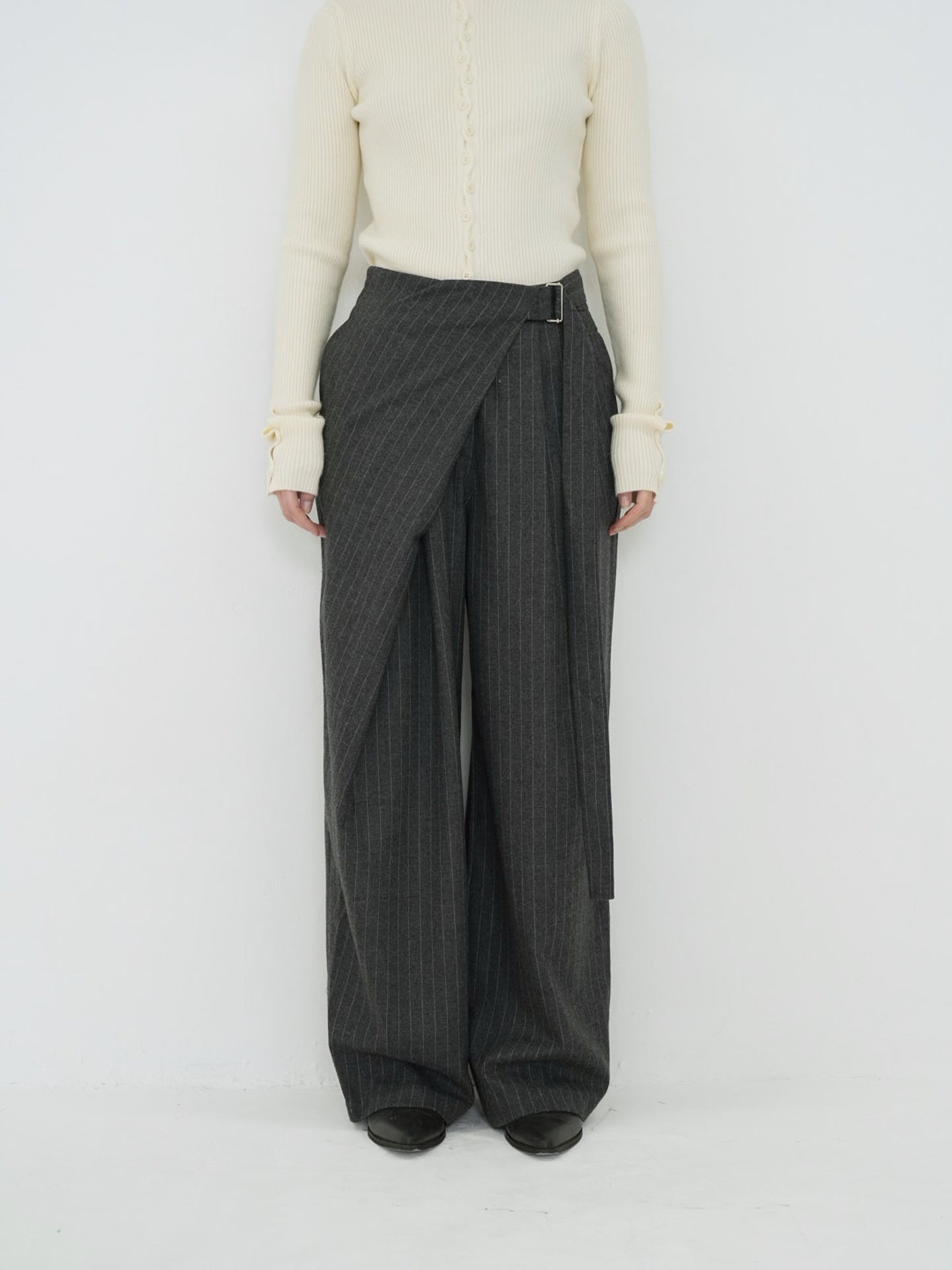 pinstripe wrap pants