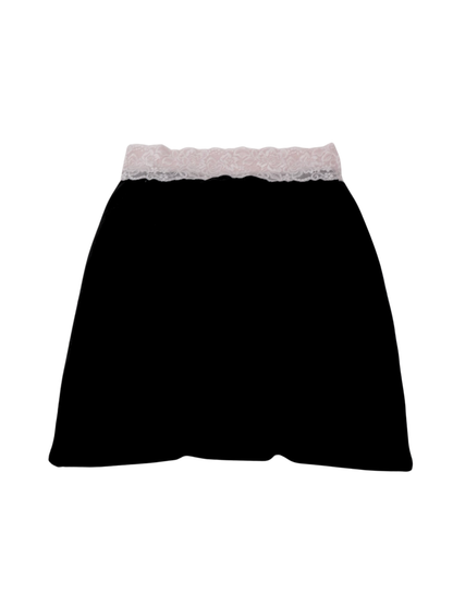 contrast lace midi skirt