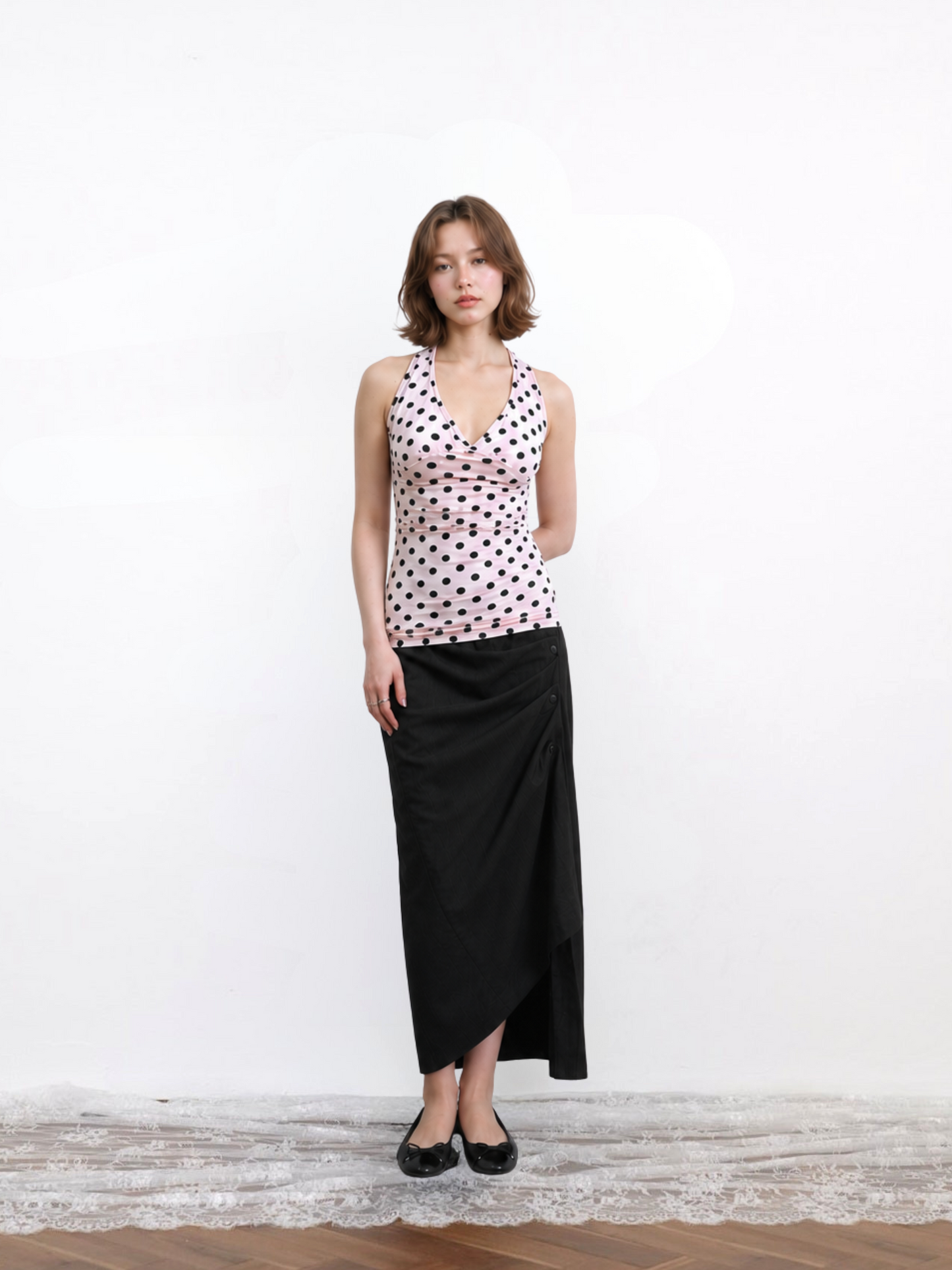 stripe gather skirt