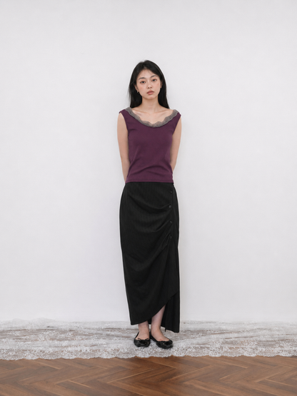 stripe gather skirt