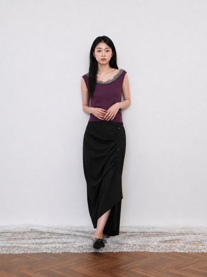 stripe gather skirt