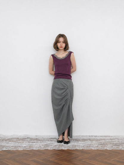 stripe gather skirt