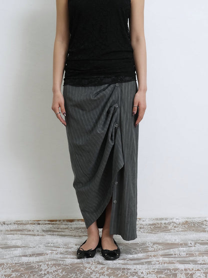 stripe gather skirt