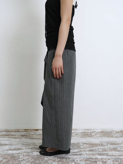 stripe gather skirt