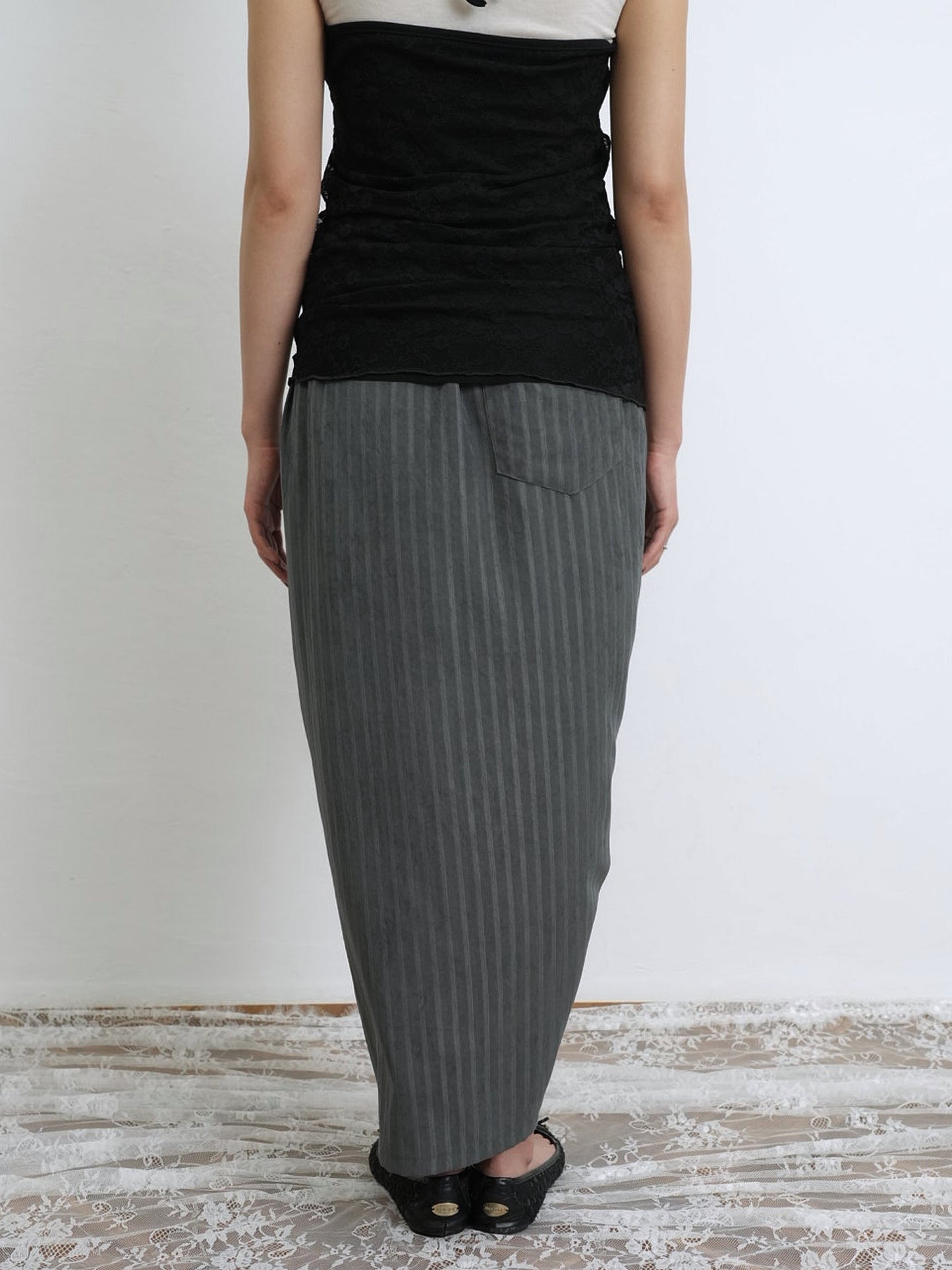 stripe gather skirt