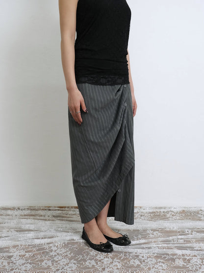 stripe gather skirt