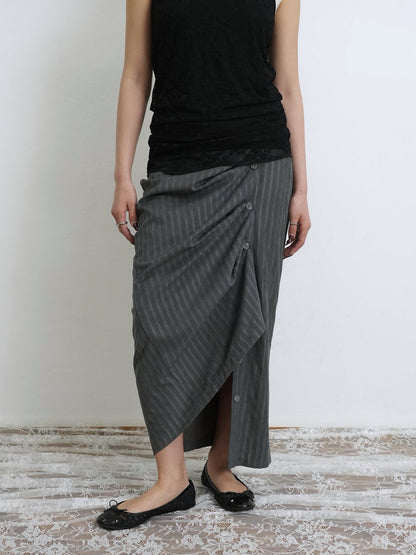 stripe gather skirt