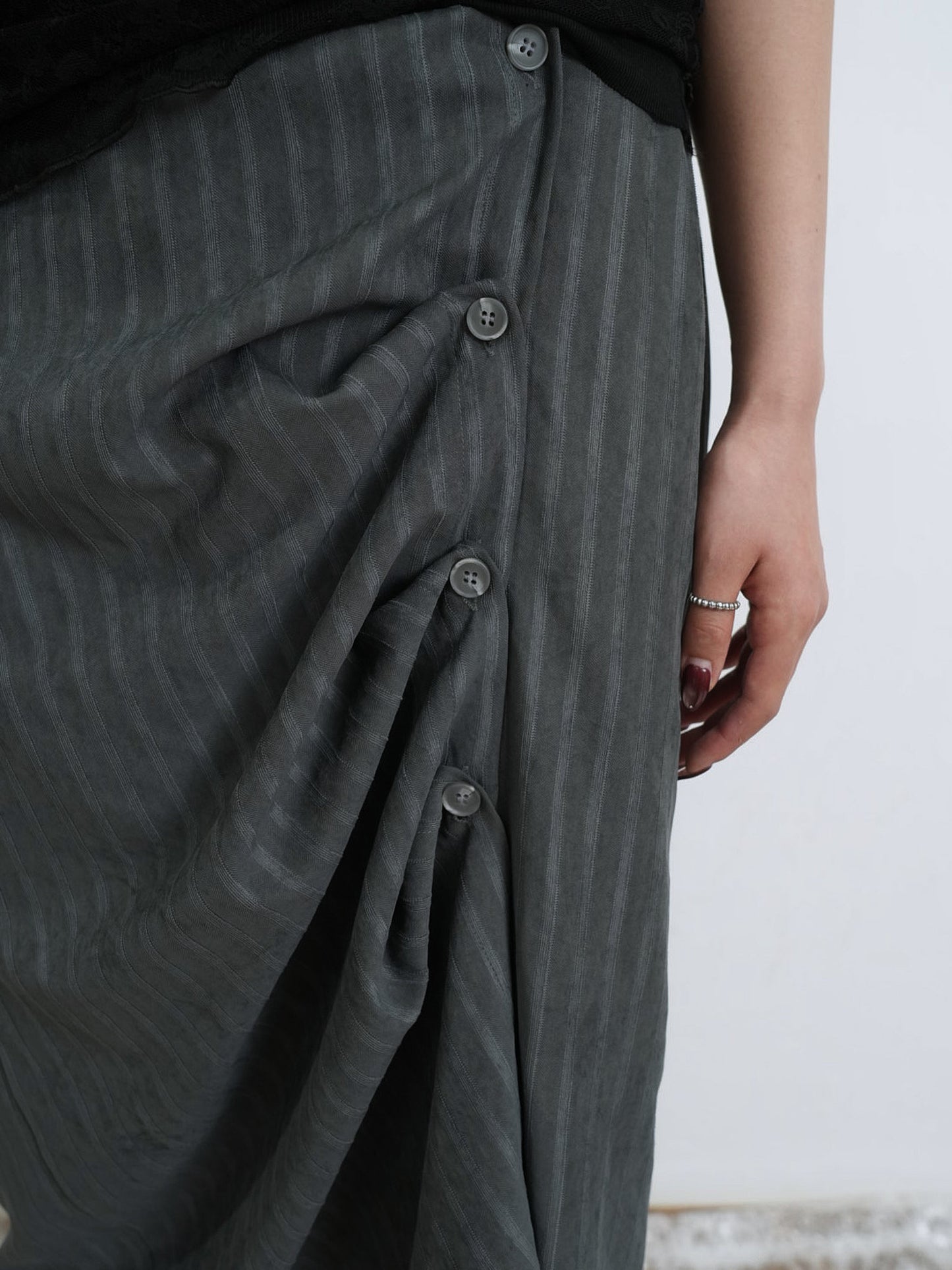 stripe gather skirt