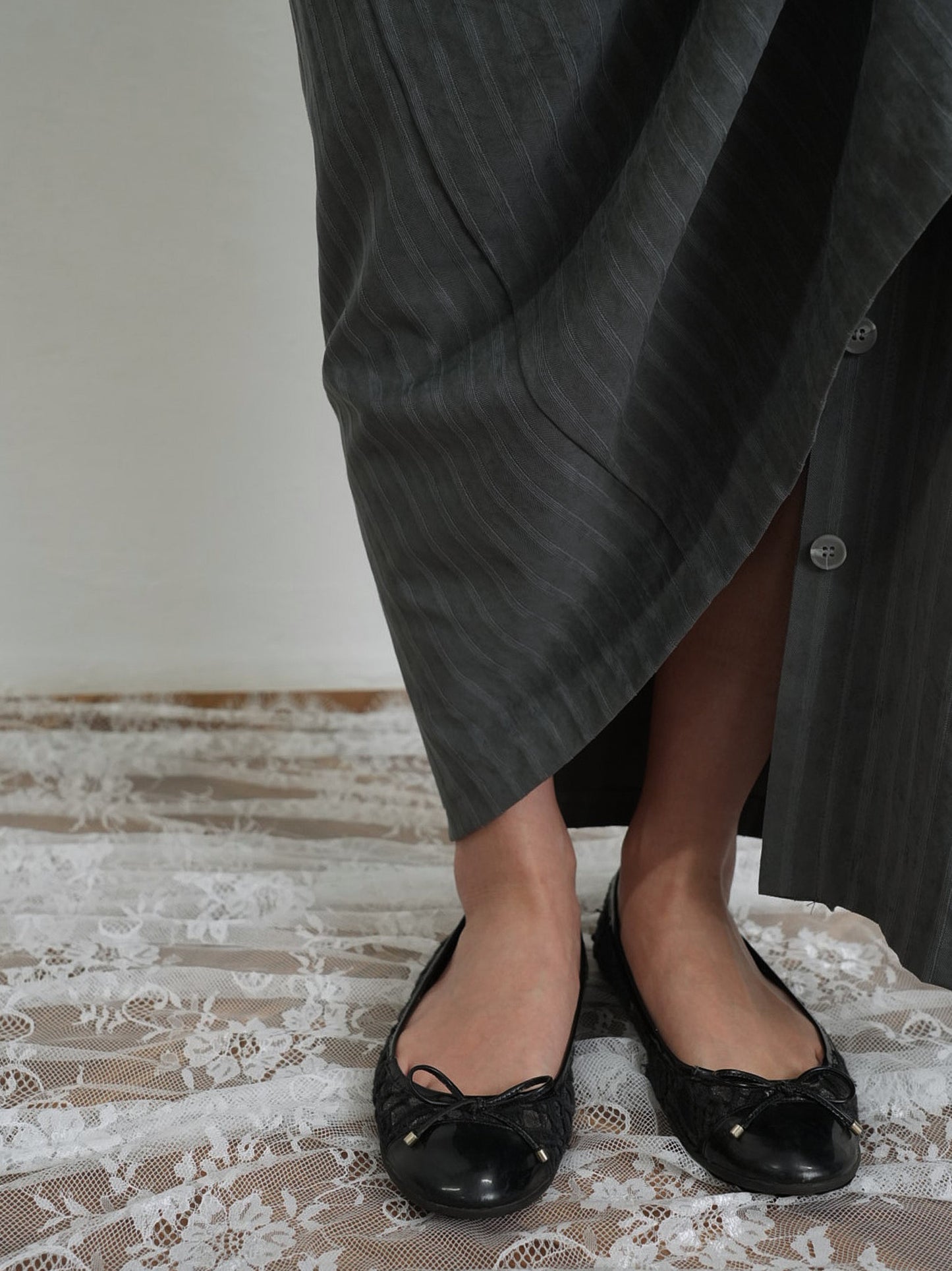 stripe gather skirt