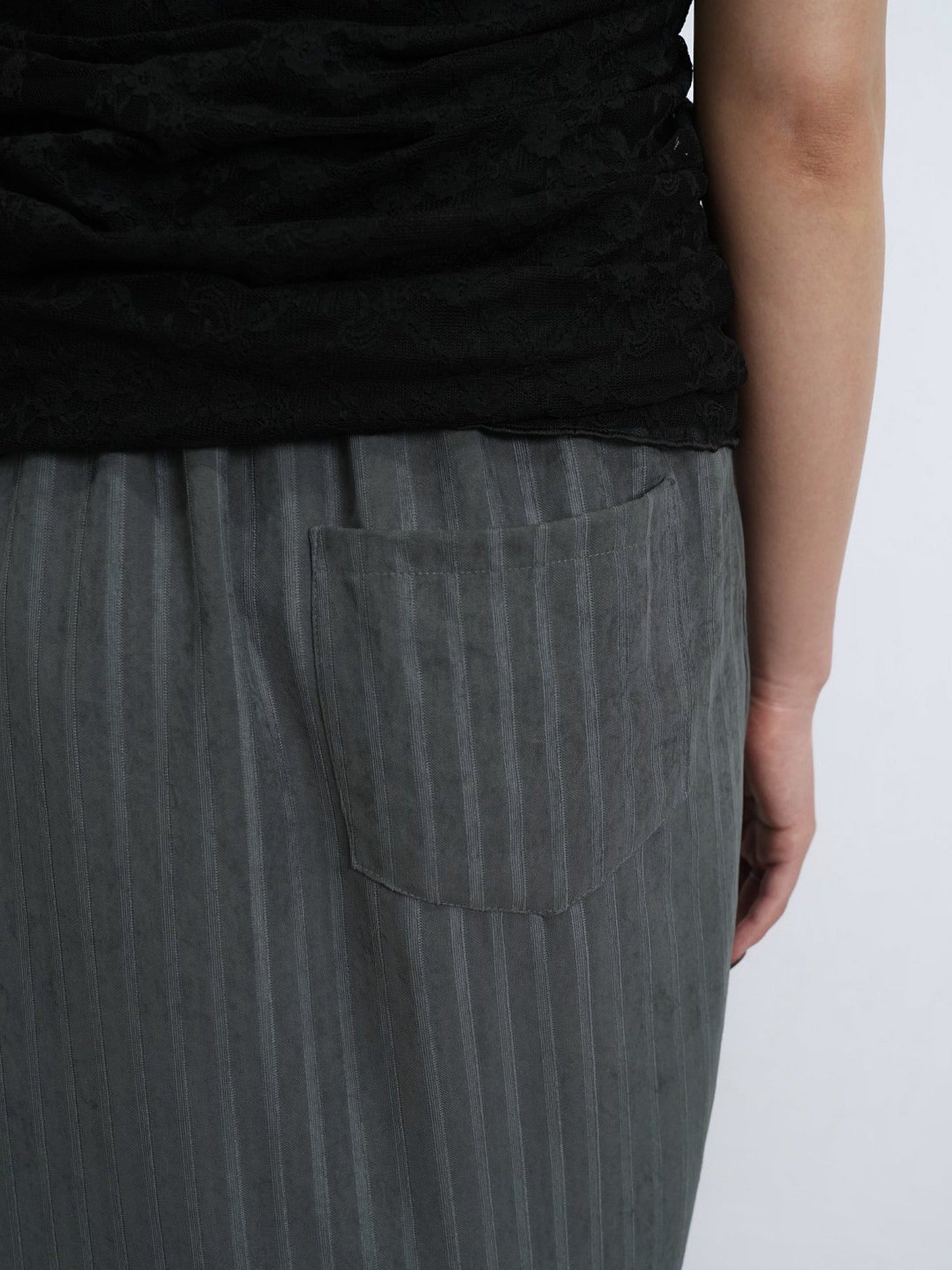 stripe gather skirt