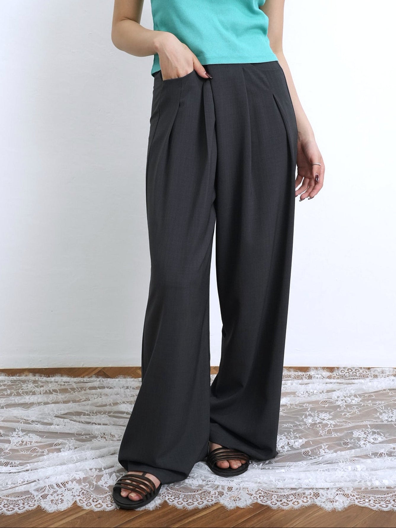double tuck slacks